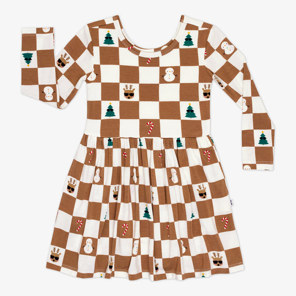 Flat lay image of a Holiday Checks Skater Dress