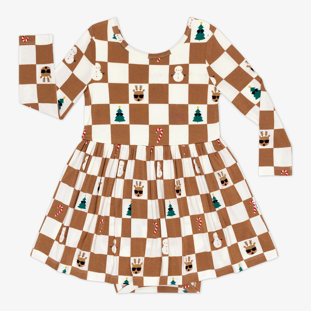 Flat lay image of a Holiday Checks Skater Dress with Bodysuit