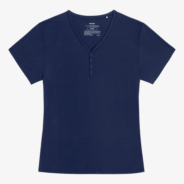 Flat lay image of the Classic Navy Women's Short Sleeve Pajama Top