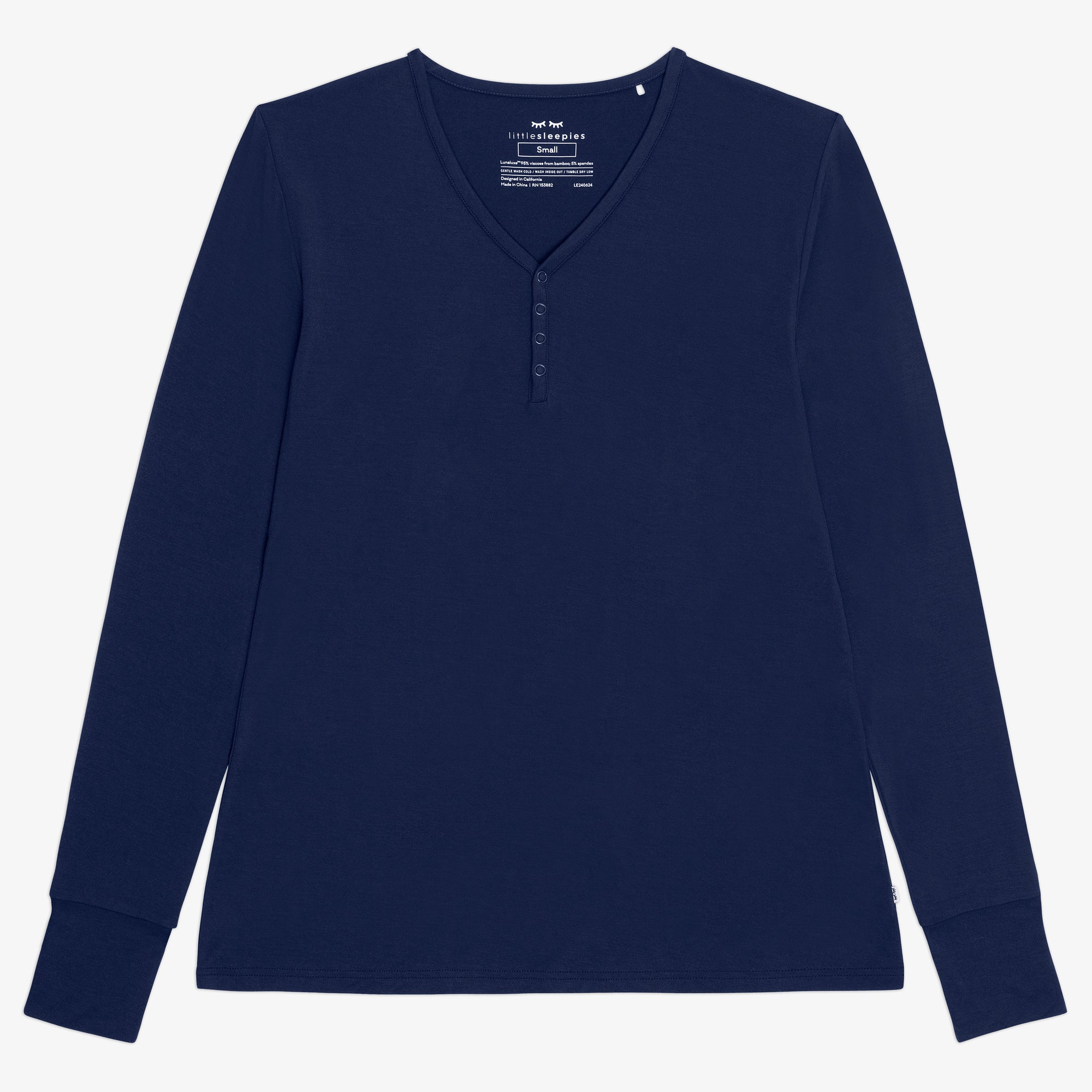 Flat lay image of the Classic Navy Women's Pajama Top