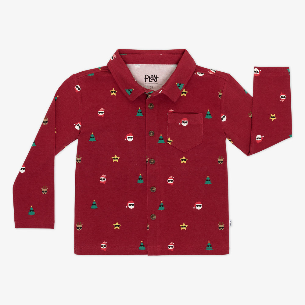 Flat lay image of a Cool Christmas Button Down Shirt