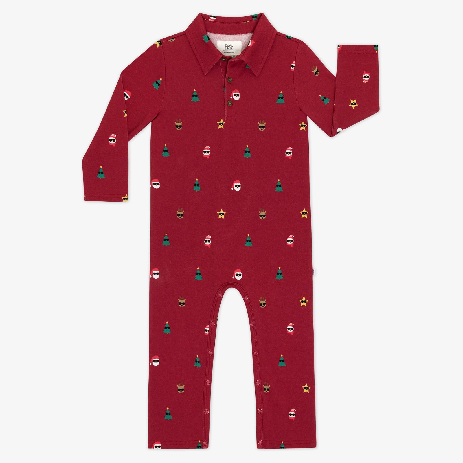 Flat lay image of a Cool Christmas Polo Romper