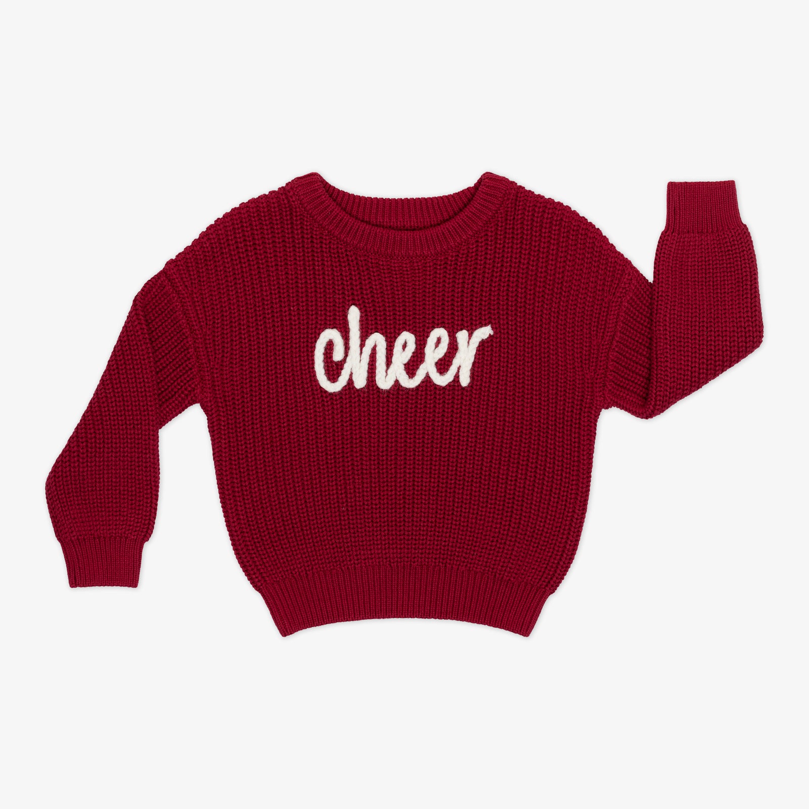 Flat lay image of a Deep Crimson Cheer Drop Sleeve Sweater