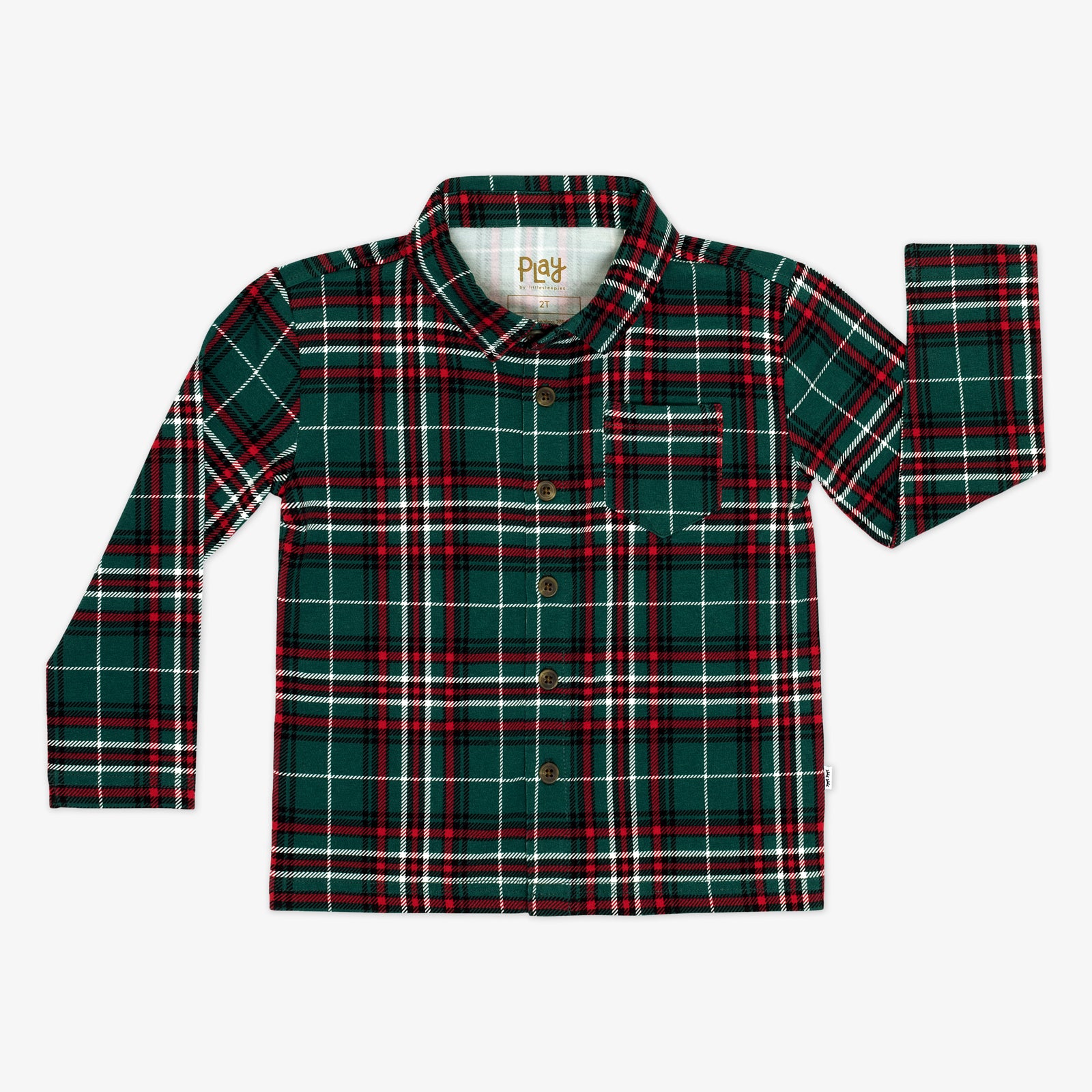 Flat lay image of an Evergreen Plaid Button Down Shirt