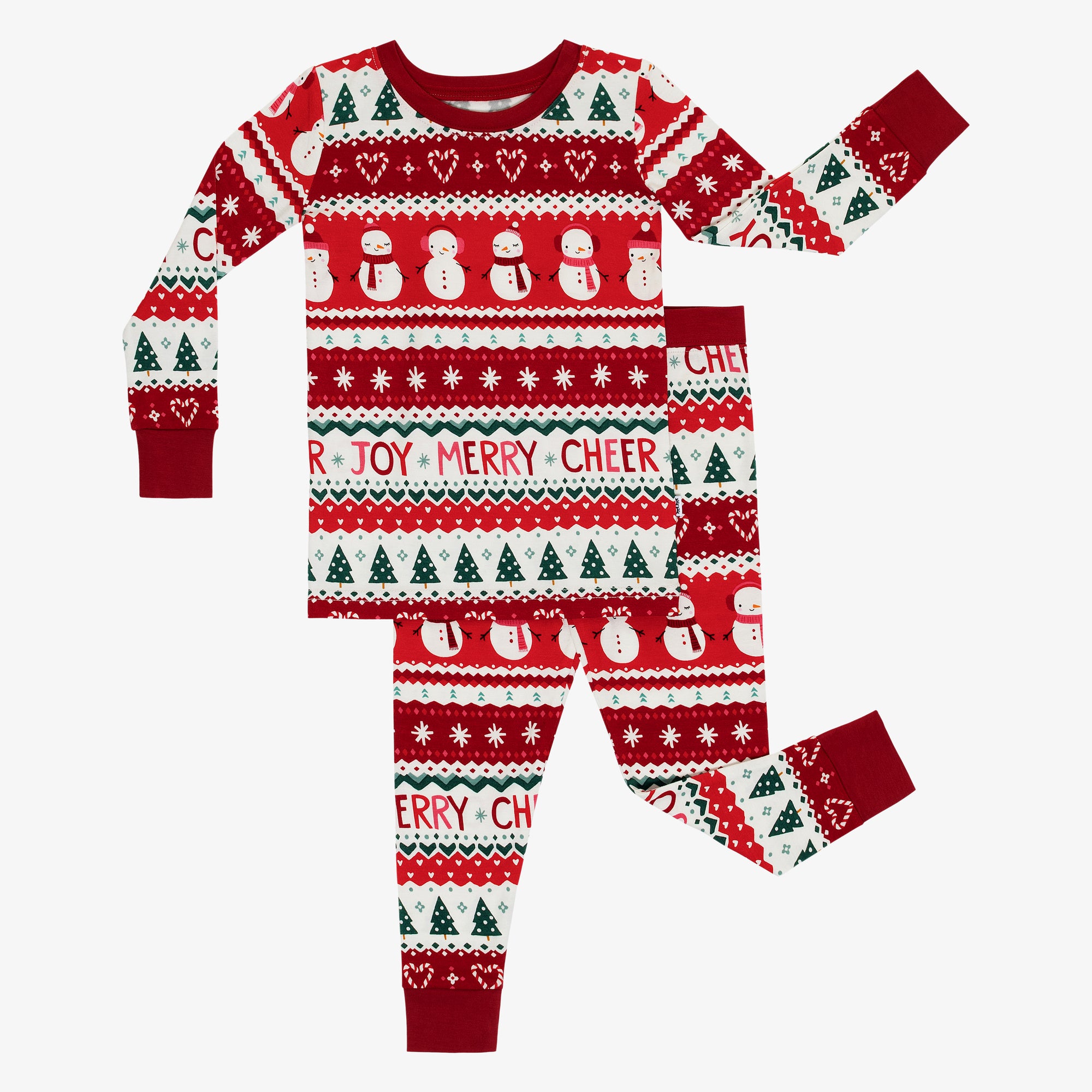 Flat lay image of a Festive Fair Isle Two-Piece Pajama Set