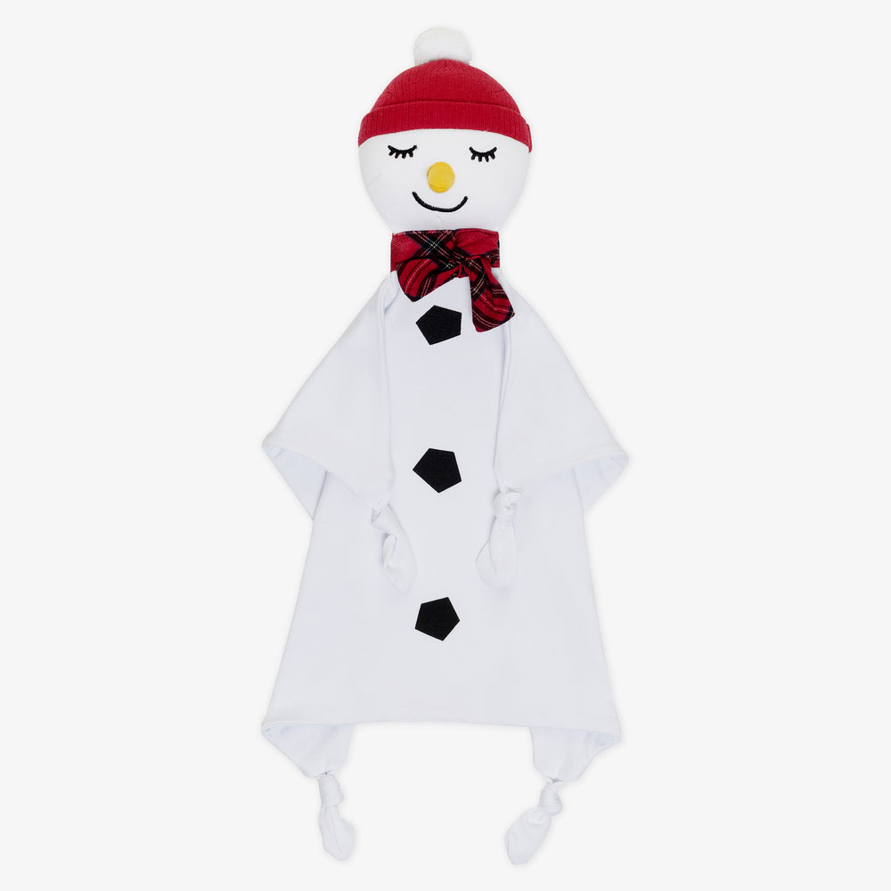 Flat lay image of a Sammy the Snowman Sleepyhead Lovey