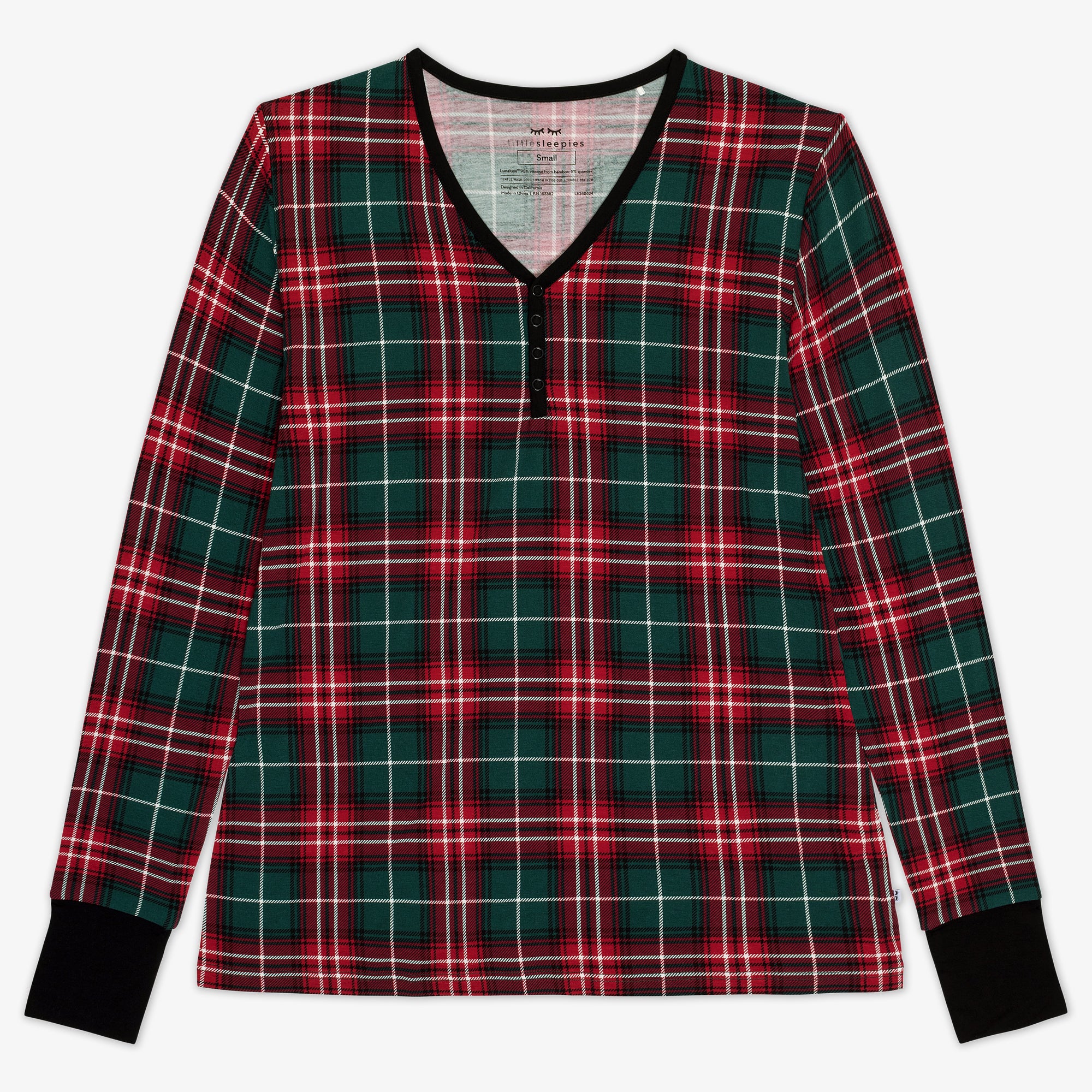 Flat lay image of a Fireside Plaid Women's Pajama Top