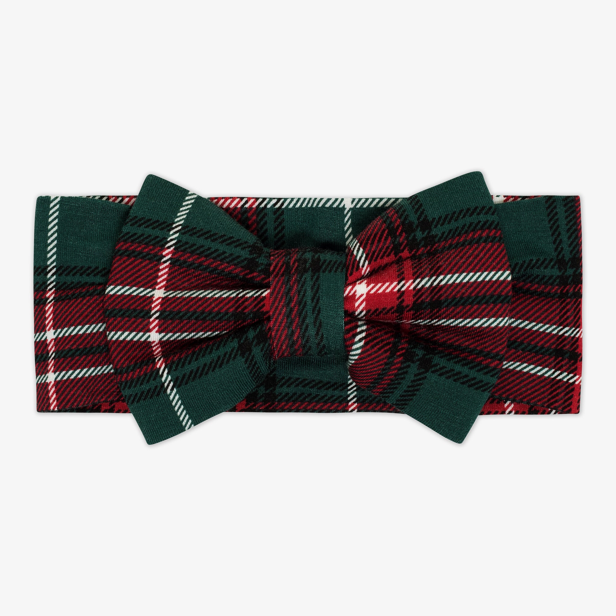 Flat lay image of a Fireside Plaid Luxe Bow Headband