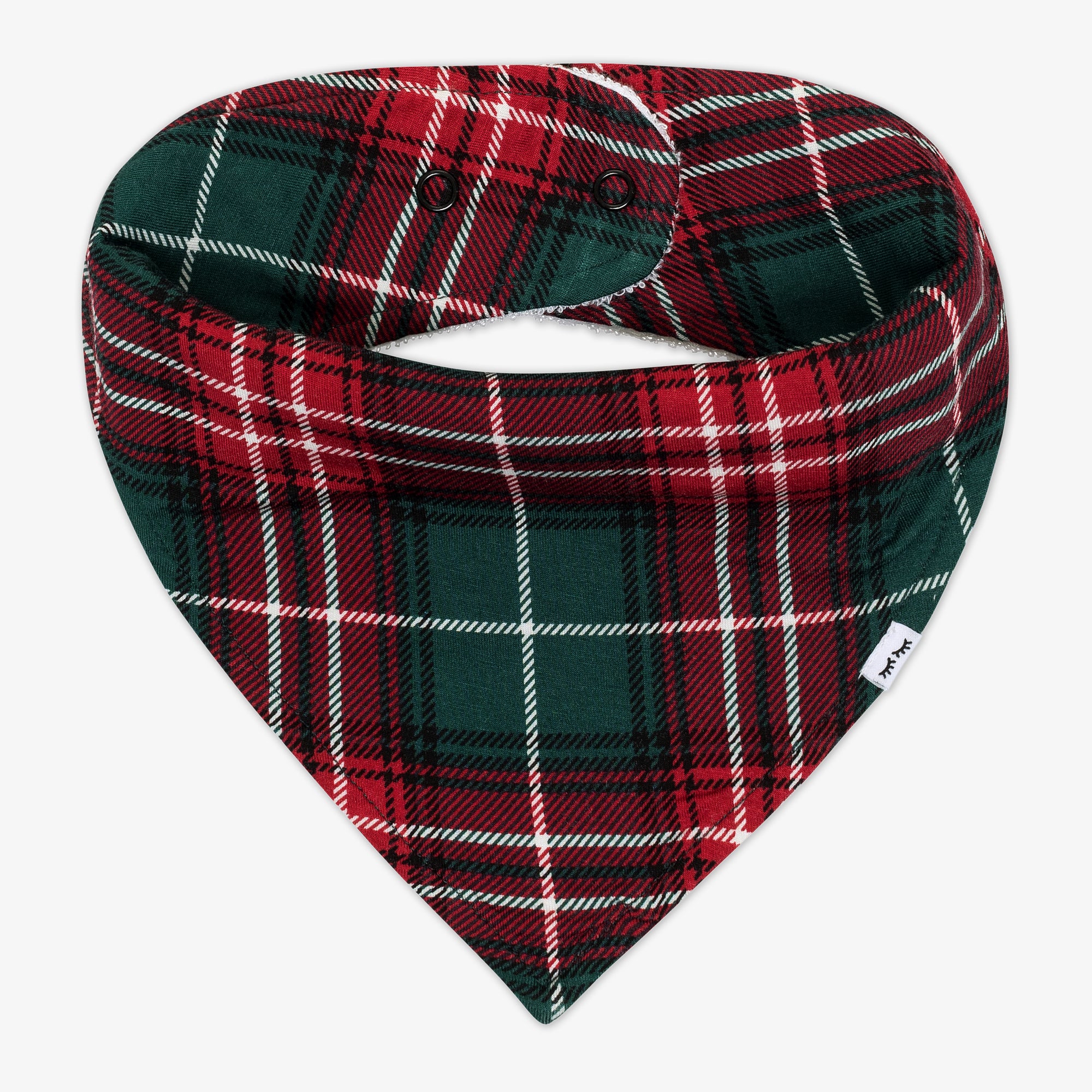 Flat lay image of a Fireside Plaid Bandaba Bib