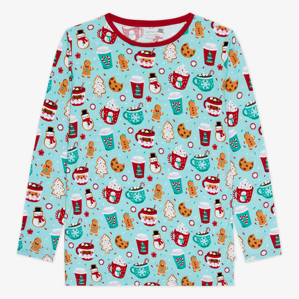 Flat lay image of a Peppermint Mocha Men's Pajama Top