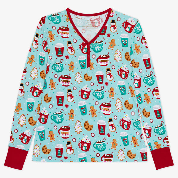 Flat lay image of a Peppermint Mocha Women's Pajama Top