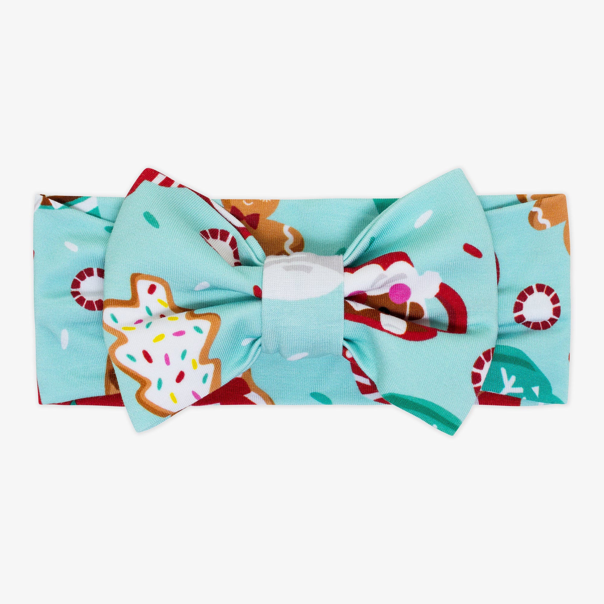 Flat lay image of a Peppermint Mocha Luxe Bow Headband