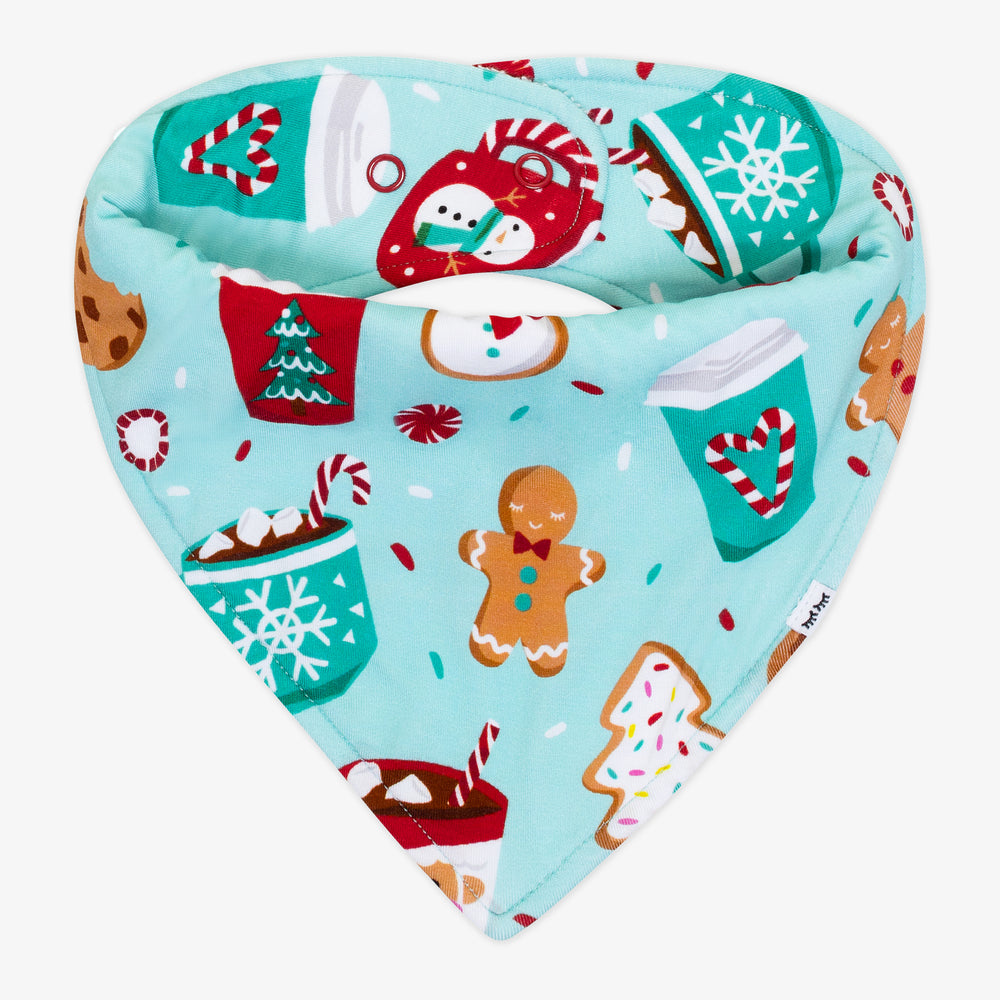 Flat lay image of a Peppermint Mocha Bandana Bib