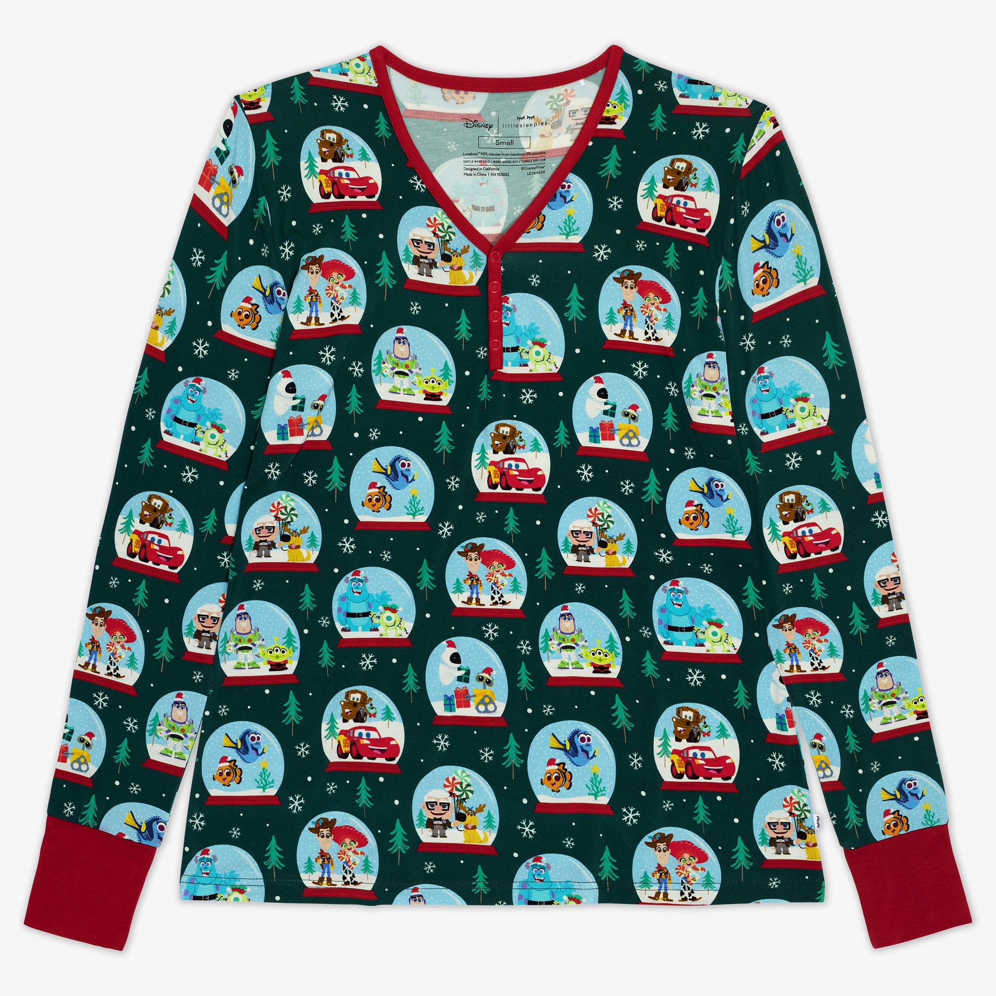 Flat lay image of the Disney A Very Pixar Christmas Women's Pajama Top