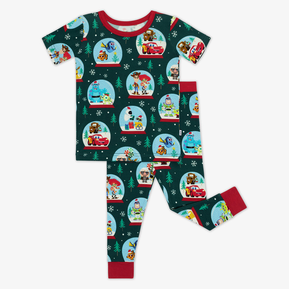 Flat lay image of the Disney A Very Pixar Christmas Two-Piece Short Sleeve Pajama Set