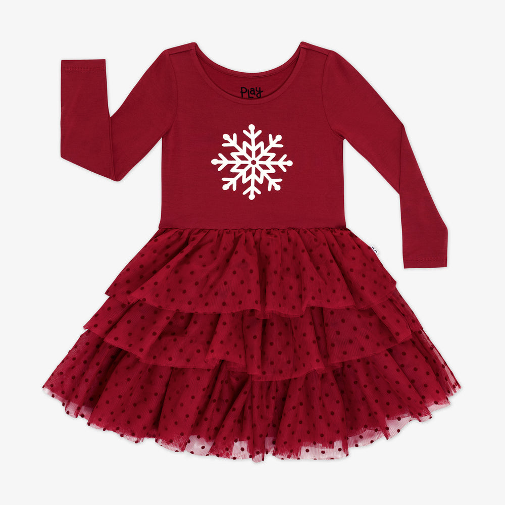 Flat lay image of a Snowflake Tiered Tutu Dress