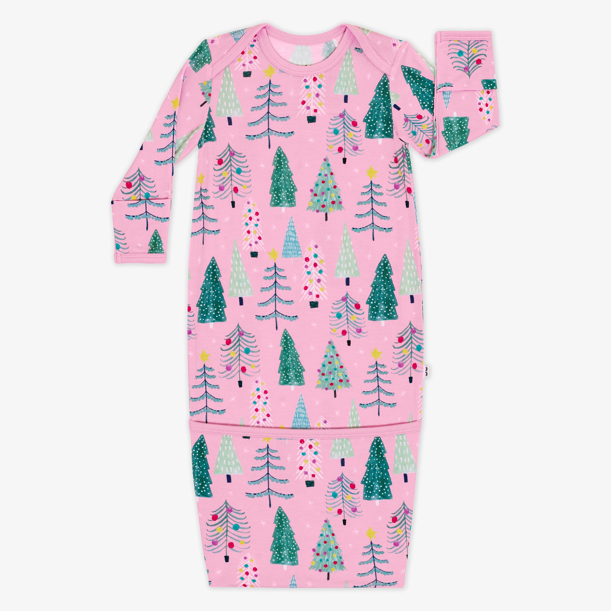 Flat lay image of a Pink Twinkling Trees Infant Gown