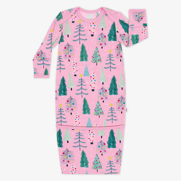 Flat lay image of a Pink Twinkling Trees Infant Gown