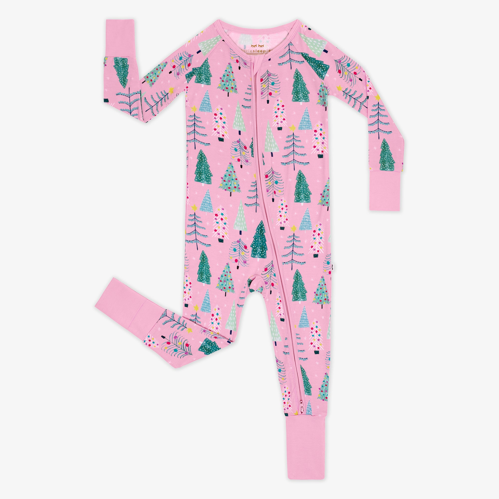 Flat lay image of a Pink Twinkling Trees Zippy