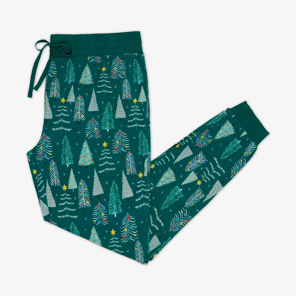 Flat lay image of the Green Twinkling Trees Women's Pajama Pants