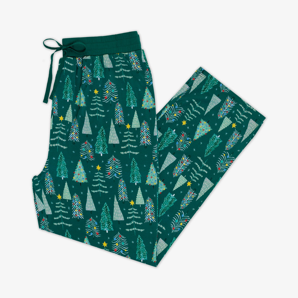 Flat lay image of the Green Twinkling Trees Men's Pajama Pants