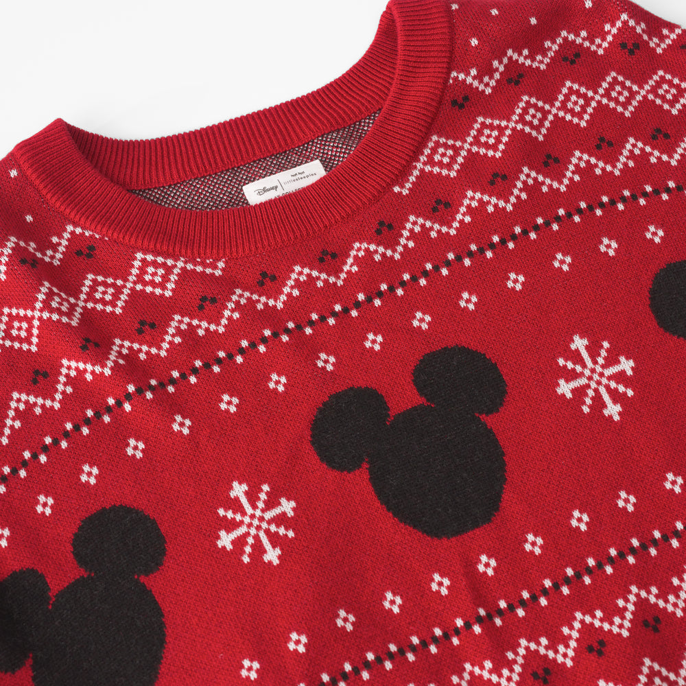 Close up image of a Vintage Mickey Fair Isle Adult Relaxed Sweater