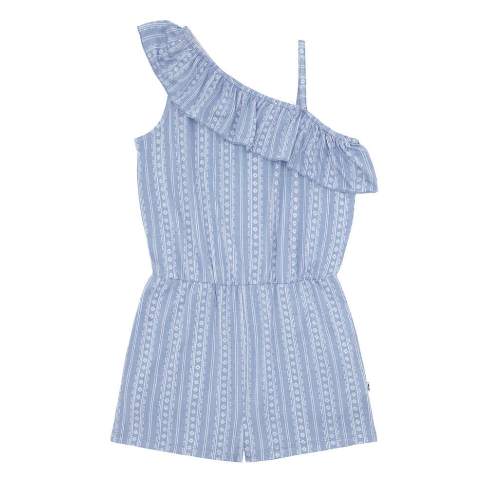 Flat lay image of an Island Stripe Asymmetrical Romper