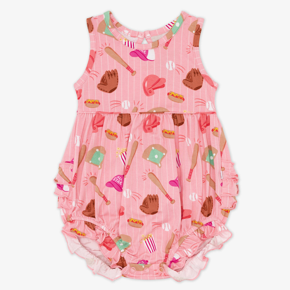 Flat lay image of a Pink All Stars Bubble Romper