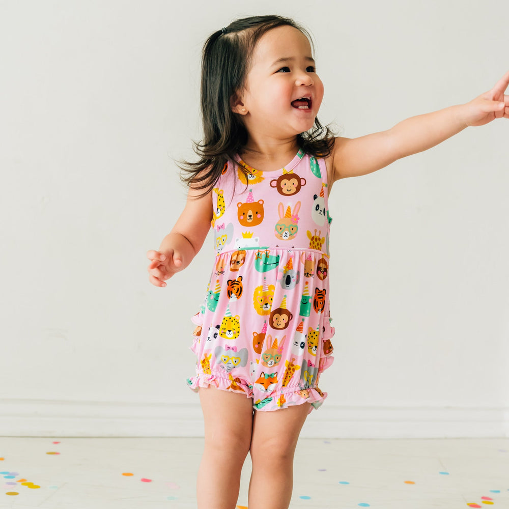 Alternate Girl wearing Pink Party Pals Bubble Romper