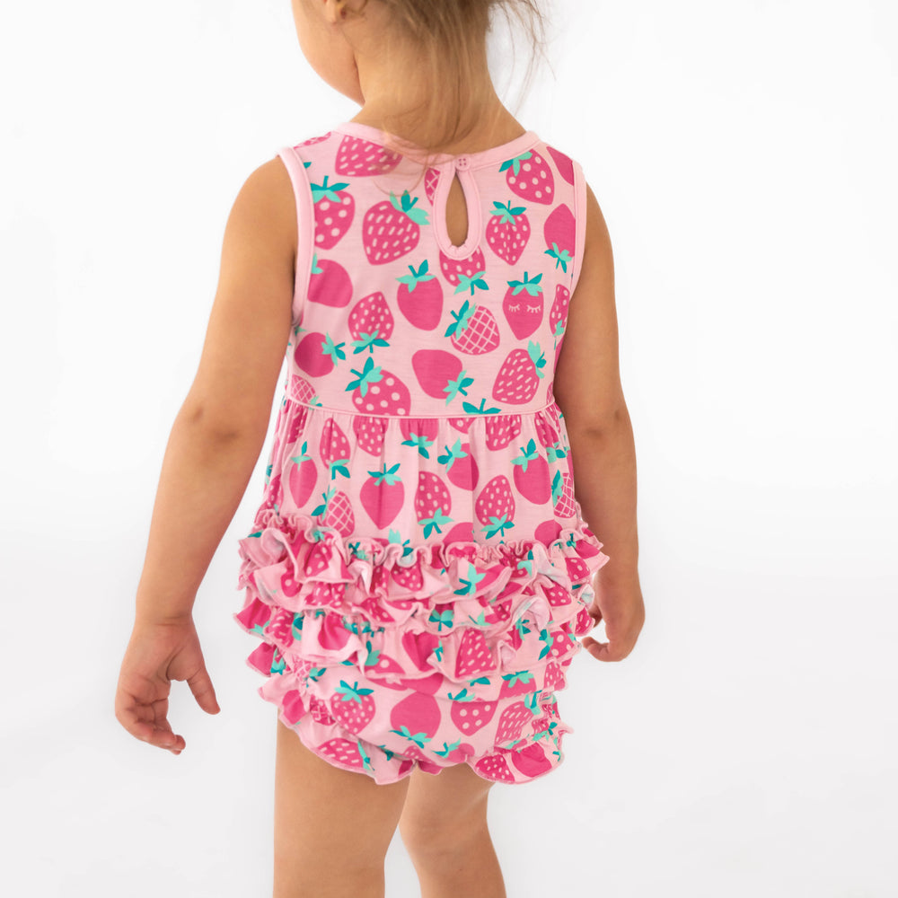 Back details for the Sweet Strawberries Bubble Romper