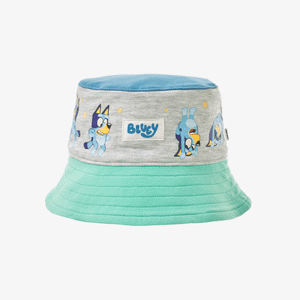 GIF of a Bluey colorblock bucket hat rotating