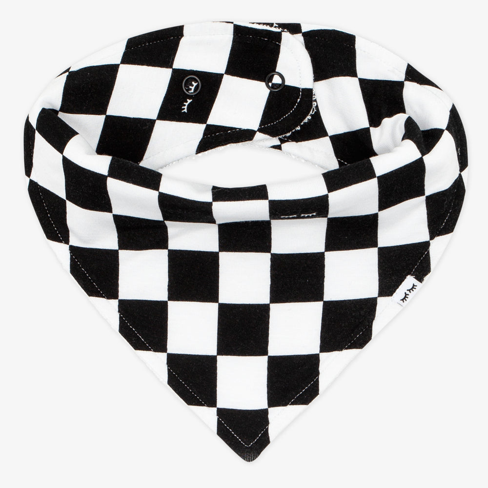 flat lay image of a Cool Checks bandana bib