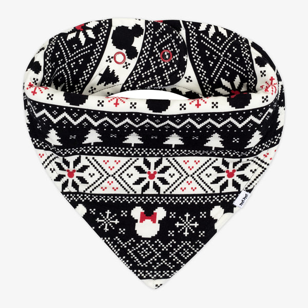 Flat lay image of Mickey Fair Isle bandana bib