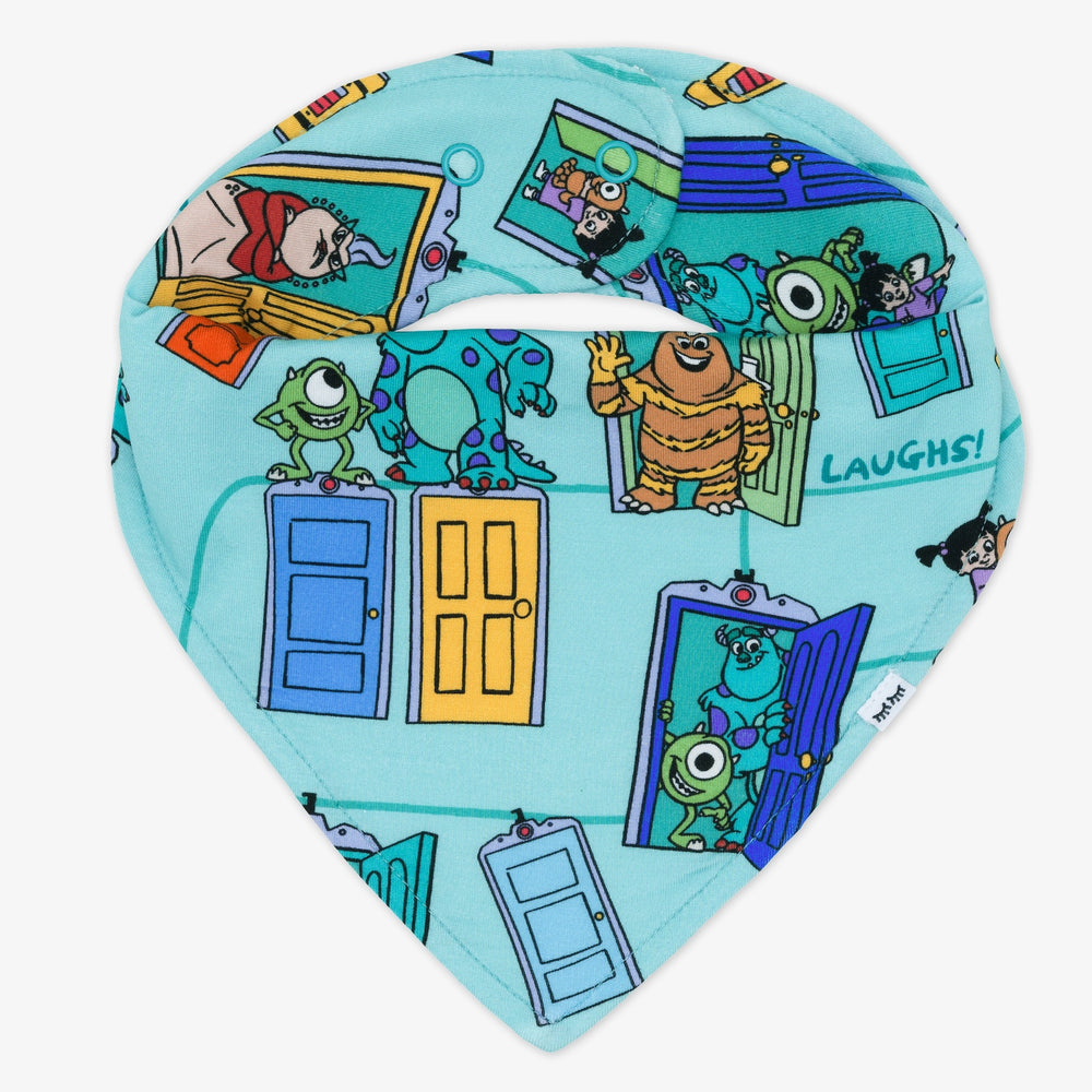 Flat lay image of the Disney Monsters, Inc. Scream Team Bandana Bib