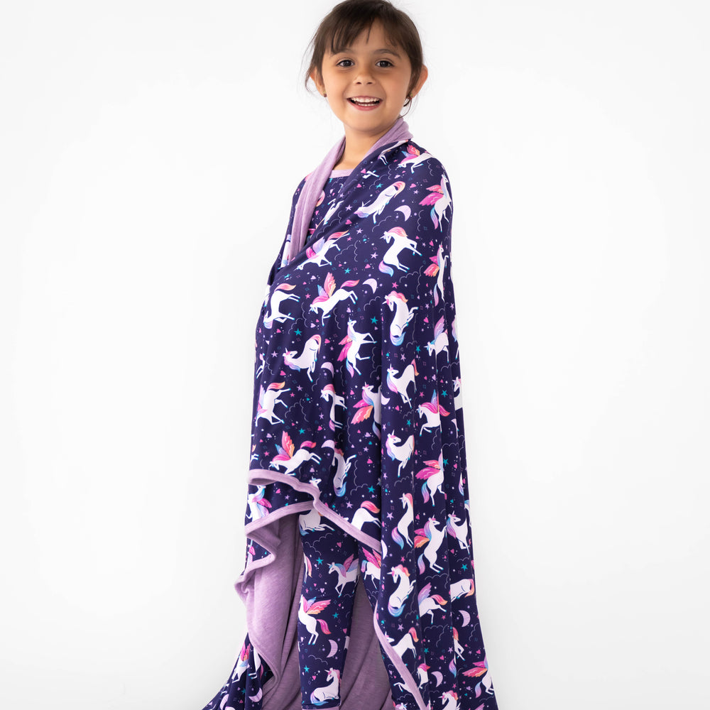 Alternative image of child wrapped in the Magical Skies Large Cloud Blanket®