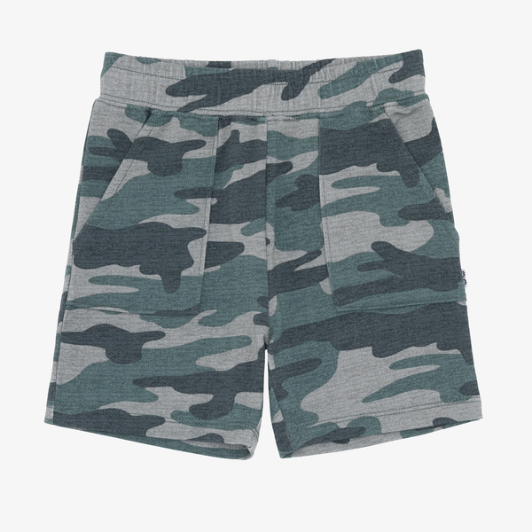 Flat lay image of the Vintage Camo Shorts