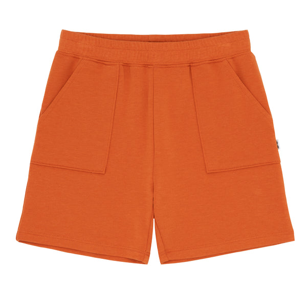 Flat lay image of Rust Orange shorts