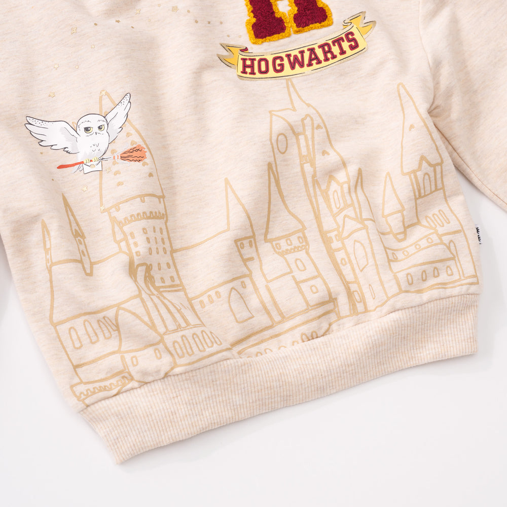 Alternate close up detail shot of a Harry Potter Drop Shoulder Crewneck