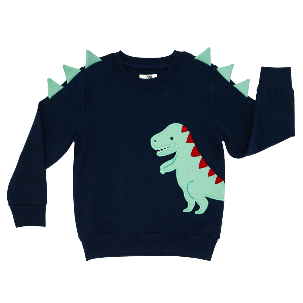 Click to see full screen - Flat lay image of a Dinosaur crewneck sweatshirt