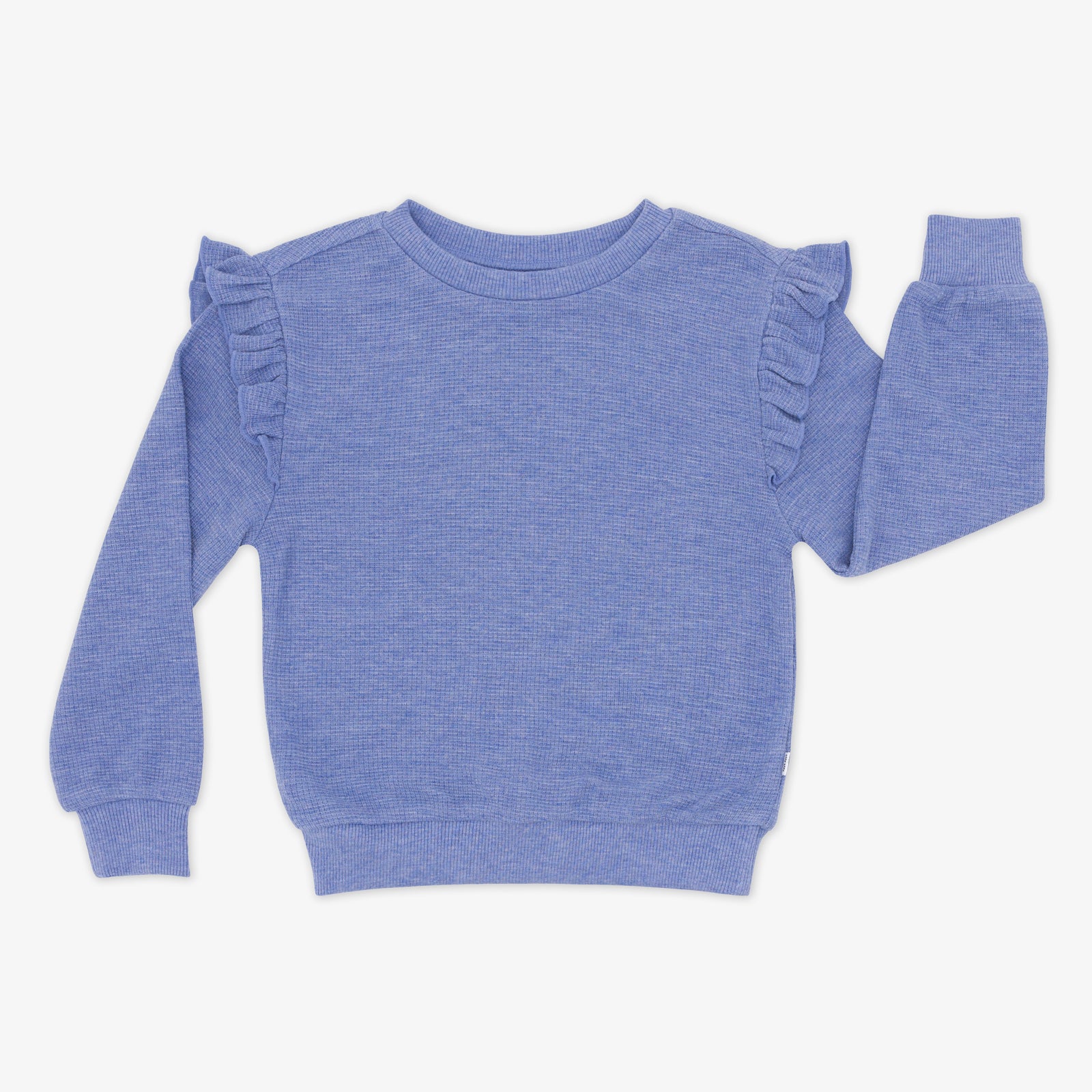 Flat lay image of a Heather Lilac Waffle Flutter Crewneck