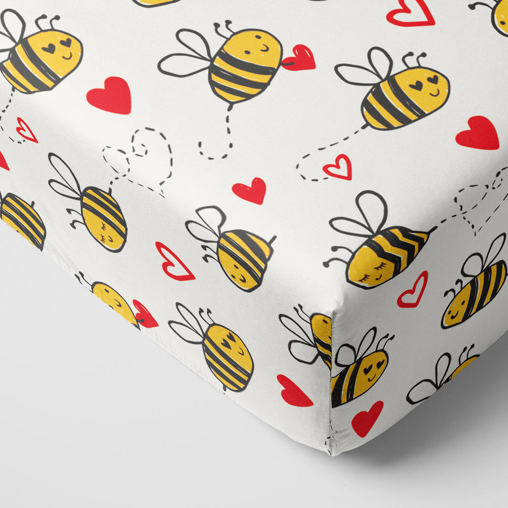 corner image of  Bee Mine crib sheet