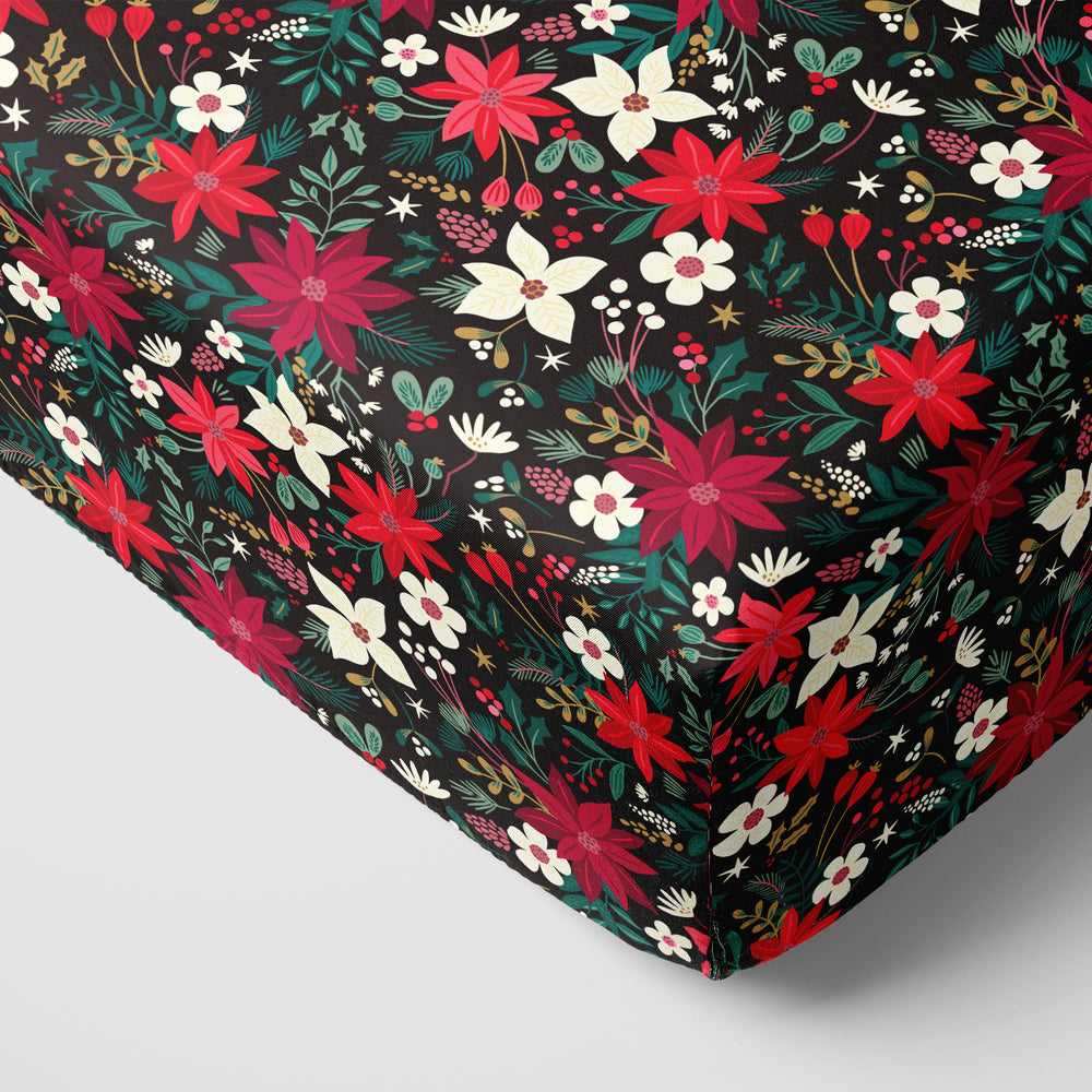 Corner image of the Berry Merry Fitted Crib Sheet