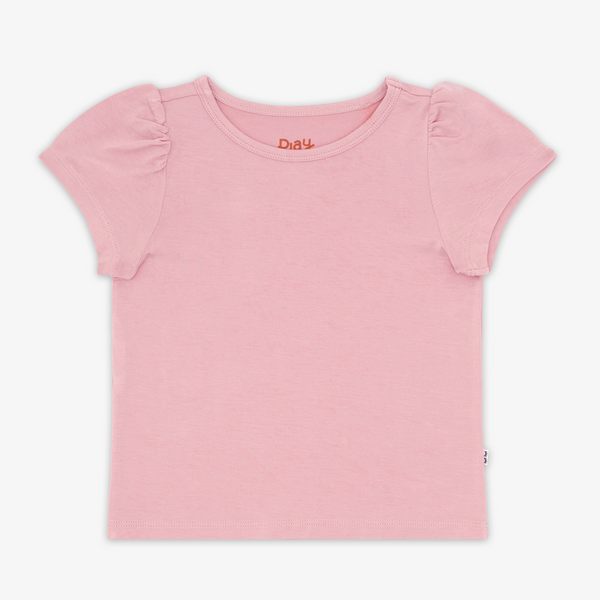 Flat lay image of the Mauve Blush Puff Sleeve Tee