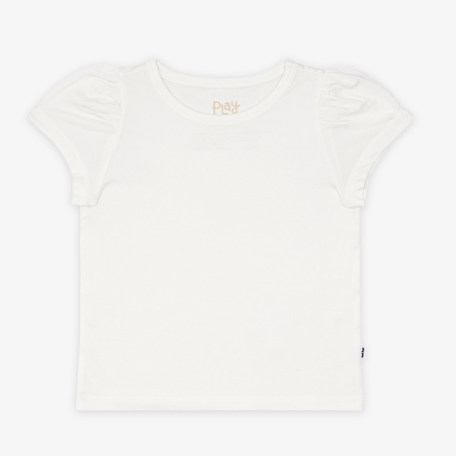 Flat lay image of a soft White Puff sleeve tee