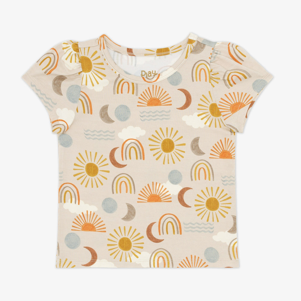 Flat lay image of a Desert Sunrise Puff Sleeve Tee