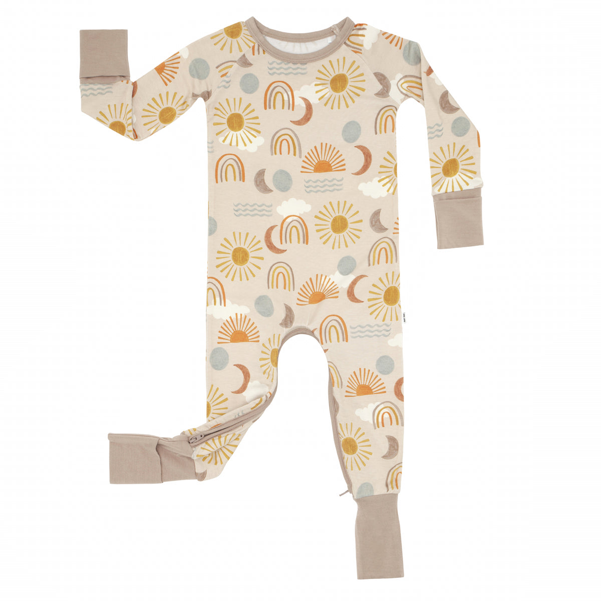 Flat lay image of a Desert Sunrise crescent zippy