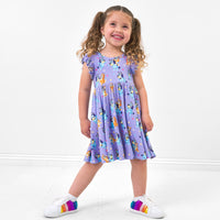 Alternate image of a child wearing a Bluey flutter twirl dress