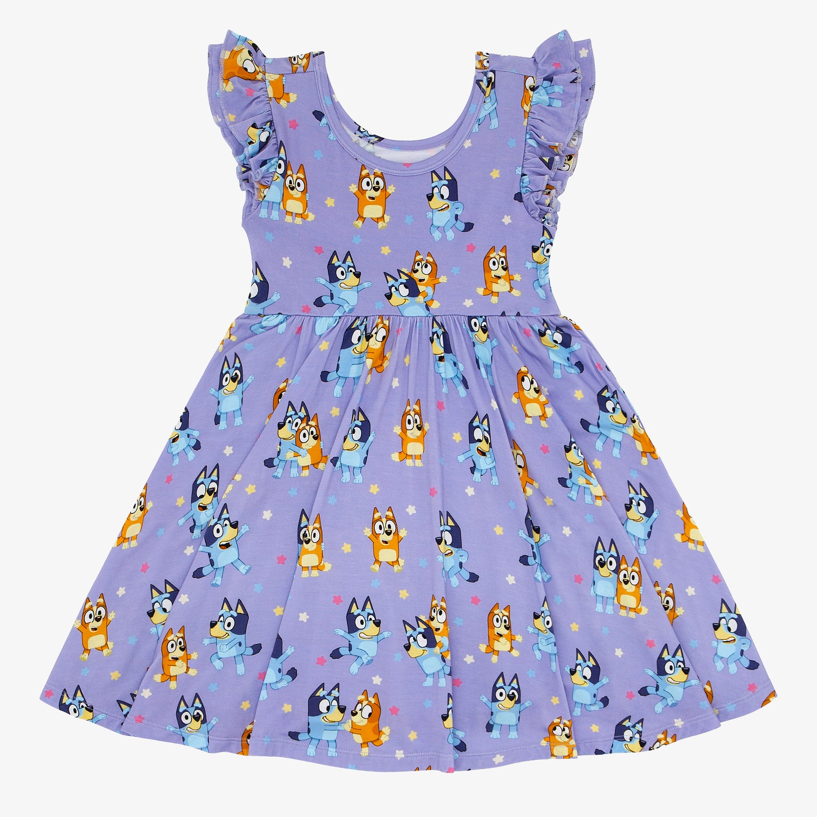 Flat lay image of the Bluey & Bingo Flutter Twirl Dress