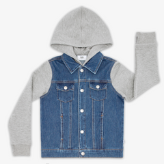 Flat lay image of the Midwash Blue/Gray Denim Jacket