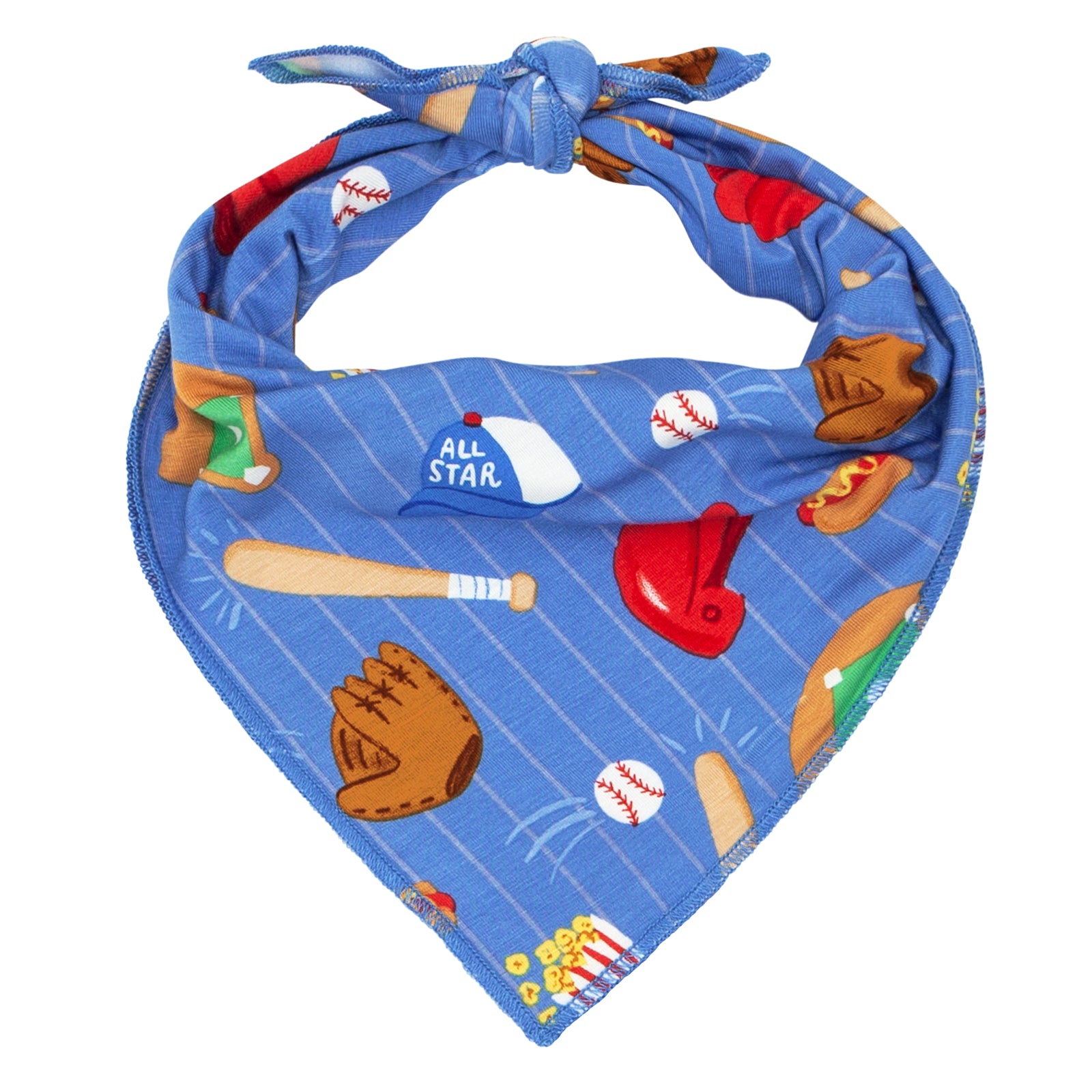 Flat lay image of a Blue All Stars pet bandana 